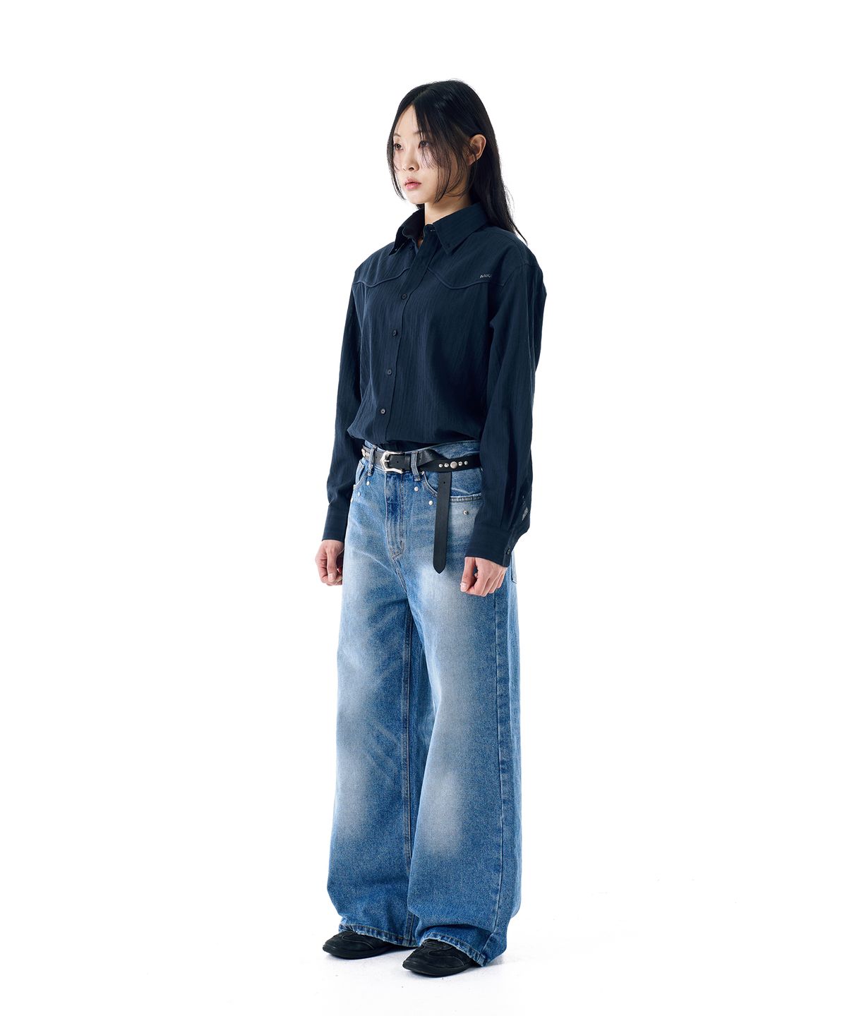 아캄(AAKAM) Western Cotton Shirts (Navy)
