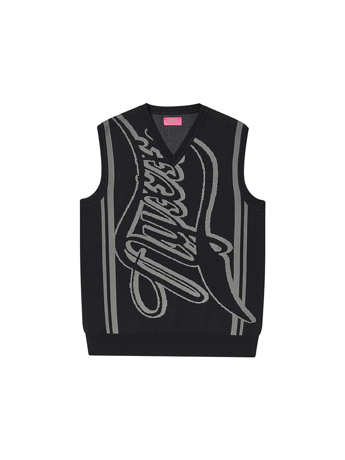 엔와이엑스엑스(NYXX) JACQUARD LOGO KNIT VEST BLACK