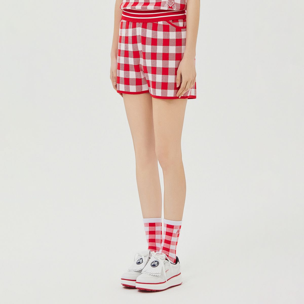 마틴골프(MARTINE GOLF) Check Jacquard Knit Shorts_Red