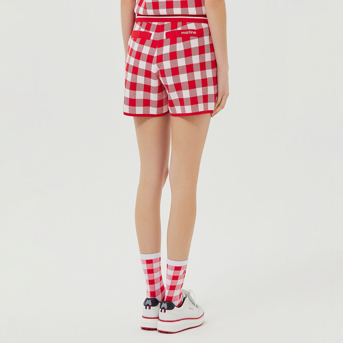 마틴골프(MARTINE GOLF) Check Jacquard Knit Shorts_Red