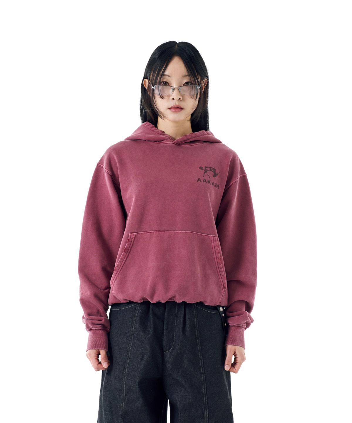 아캄(AAKAM) Distressed Flag Printed Hoodie (Red)