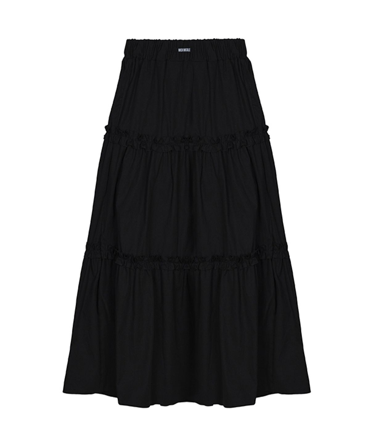 닉앤니콜(NICK&NICOLE) FRILL TIERED LONG SKIRT_BLACK