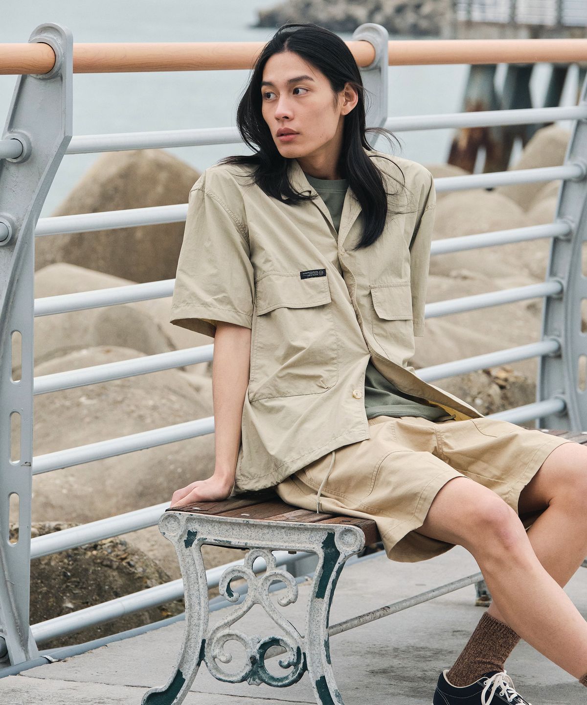 힐리먼트(HELEMENT) 트레일 포켓 반팔셔츠 (BEIGE)