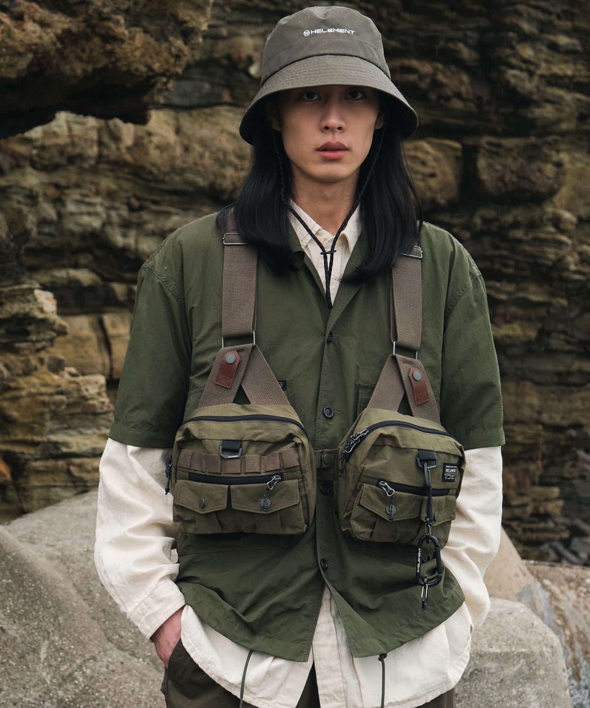 힐리먼트(HELEMENT) 트레일 포켓 반팔셔츠 (KHAKI)