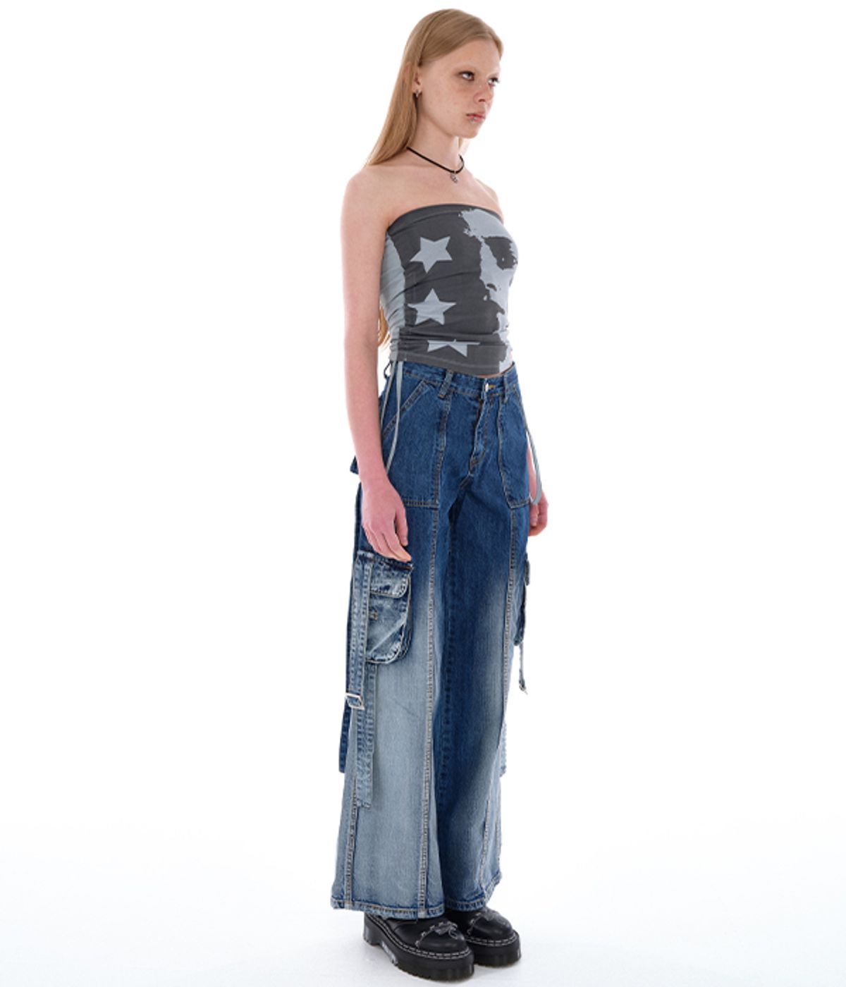 유쓰배쓰(YOUTHBATH) WOMAN GRAPHIC TUBE TOP_BLUE