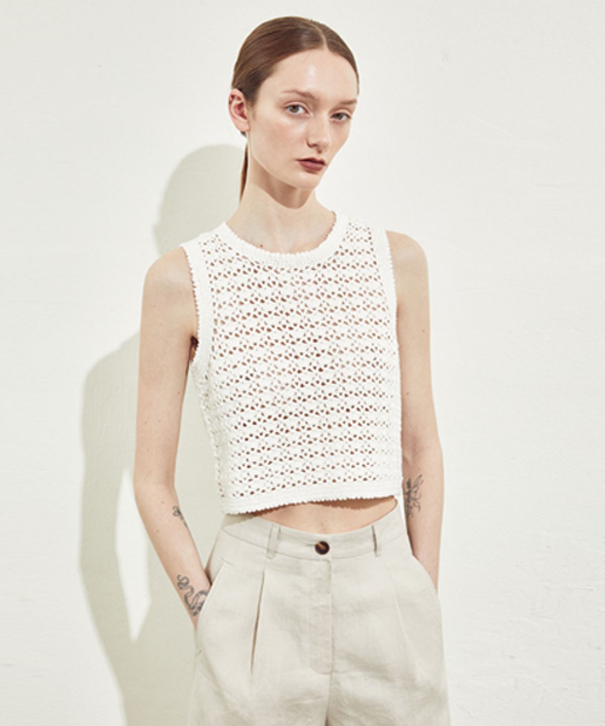 리디피(RIDIFI) HANDMADE CROCHET KNIT VEST_WHITE