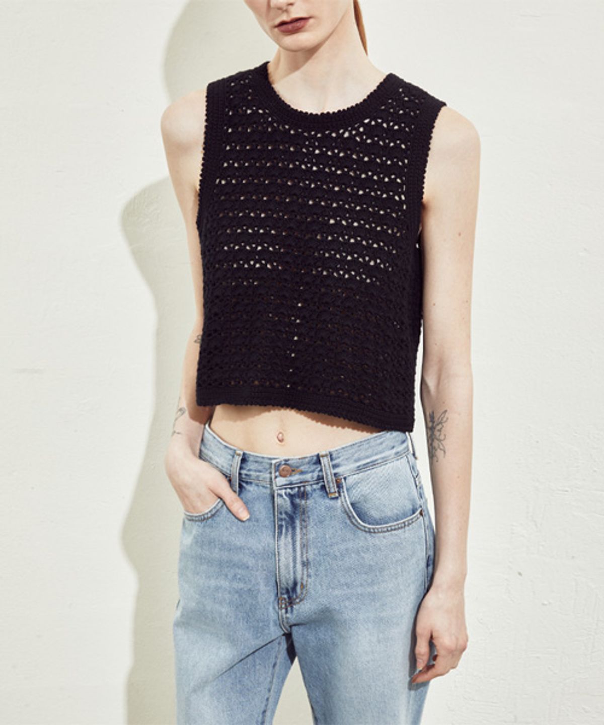 리디피(RIDIFI) HANDMADE CROCHET KNIT VEST_BLACK
