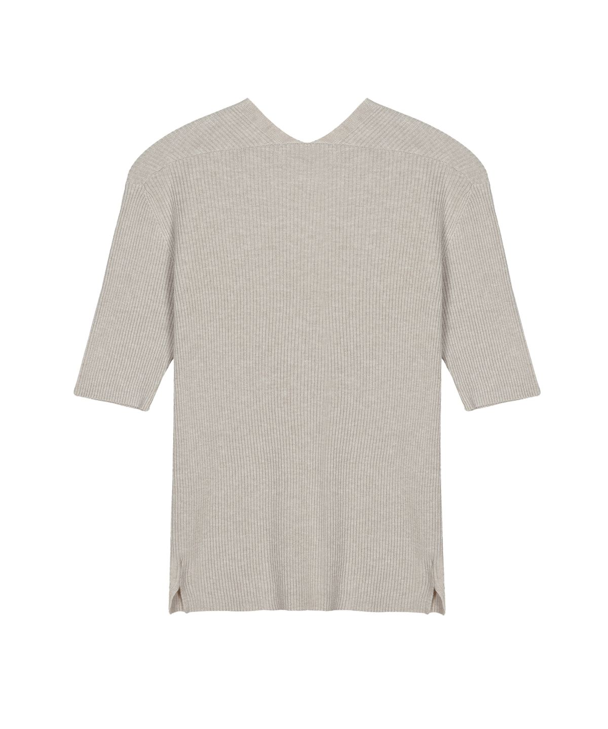 닉앤니콜(NICK&NICOLE) BUTTON SLIM KNIT HALF CARDIGAN_SAND GRAY
