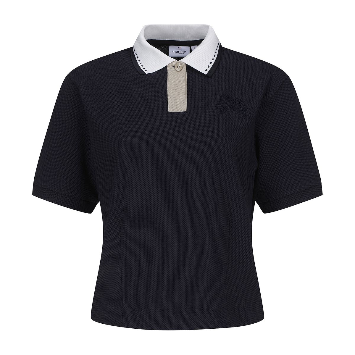 마틴골프(MARTINE GOLF) Collar Color Matching Crop Shirts_Navy