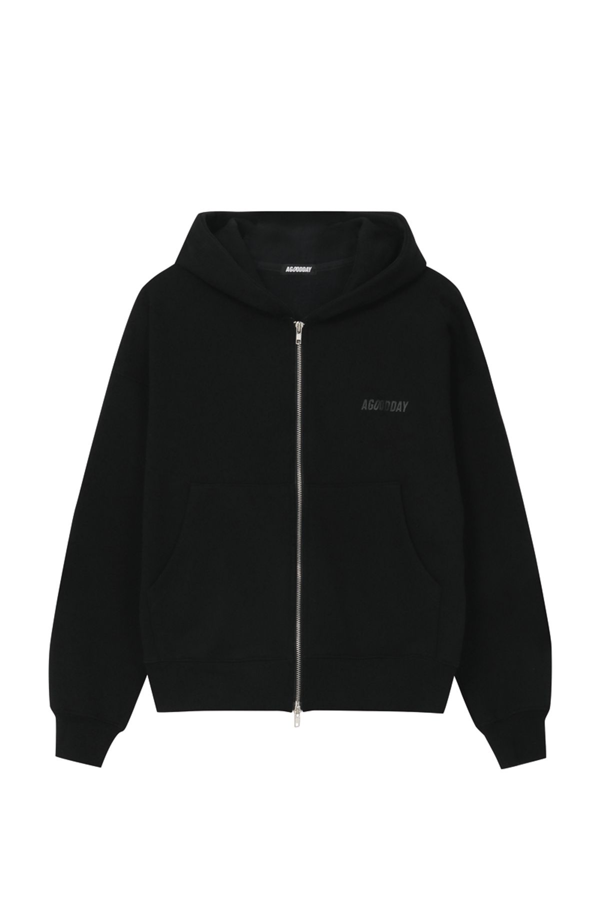 어굿데이(AGOODDAY) [UNISEX]   SIGNATURE HOODIE ZIPUP MAN(BLACK)