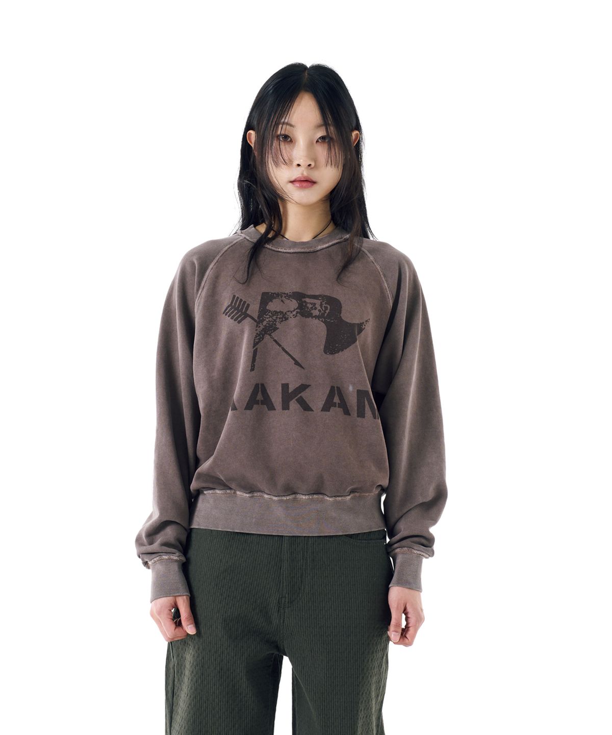 아캄(AAKAM) Flag Printed Sweatshirts (Brown)