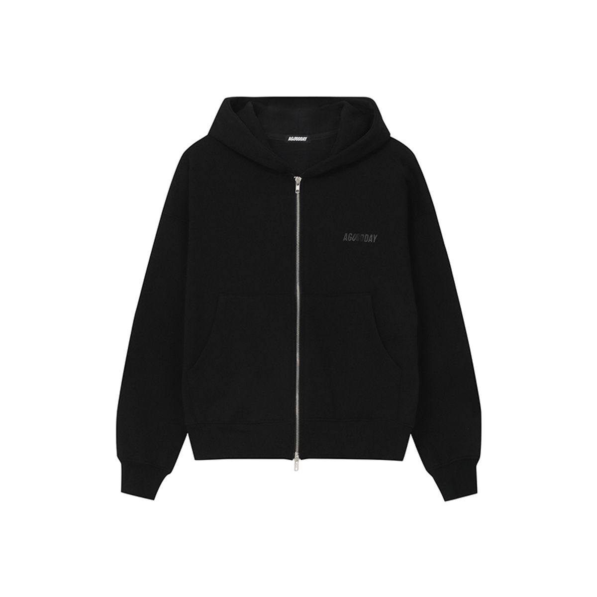 어굿데이(AGOODDAY) [UNISEX]   SIGNATURE HOODIE ZIPUP WOMAN(BLACK)
