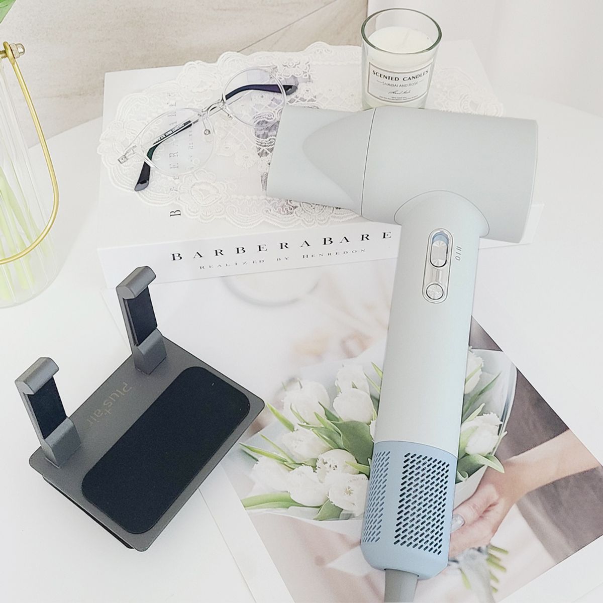 플러스에어(PLUSAIR) BLDC 헤어 드라이기 마타하리 화이트 에어컬set
