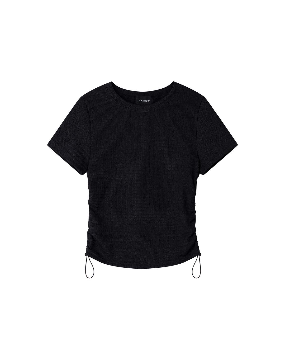 레더리(LEATHERY) 셔링 크롭 탑 [VANILLA]