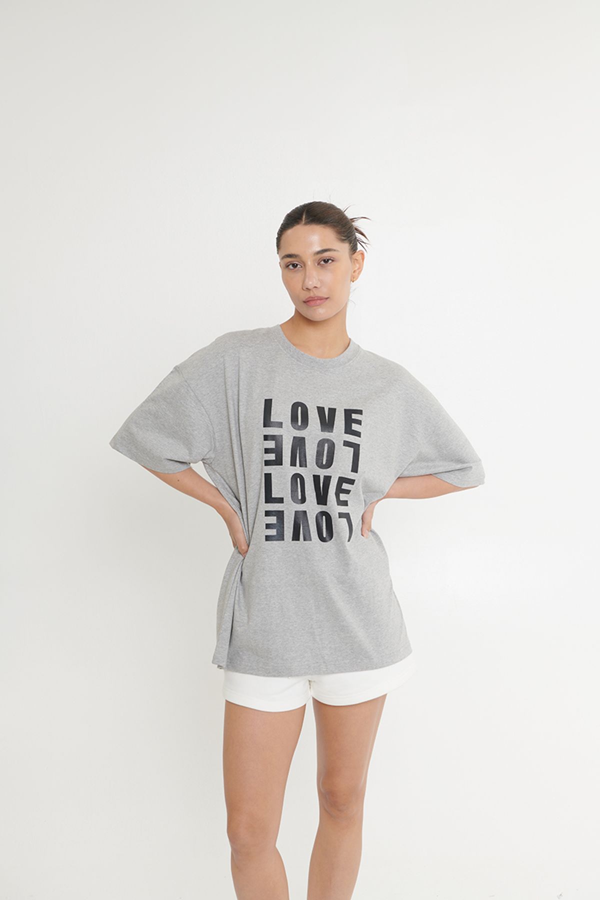 어굿데이(AGOODDAY) [UNISEX]  LOVE SWITCH TSHIRT (GRAY)