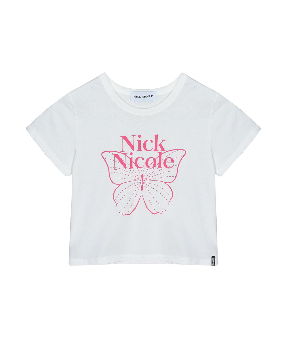 닉앤니콜(NICK&NICOLE) BUTTERFLY SIGNATURE CROP TOP_WHITE PINK