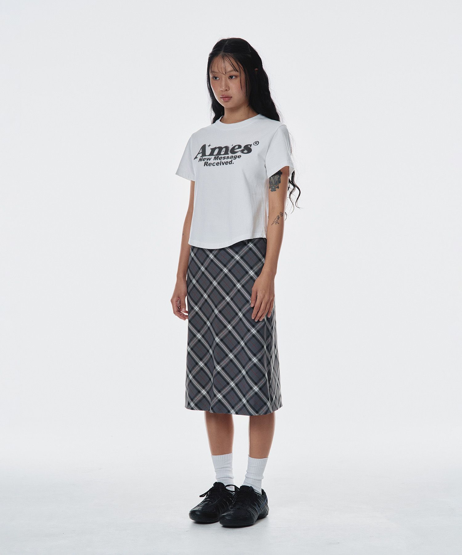 無料配送 ◆AMES-WORLDWIDE◆ ROUND HEM CROP TEE MUSINSA | AMES-WORLDWIDE ROUND HEM CROP TEE WHITE