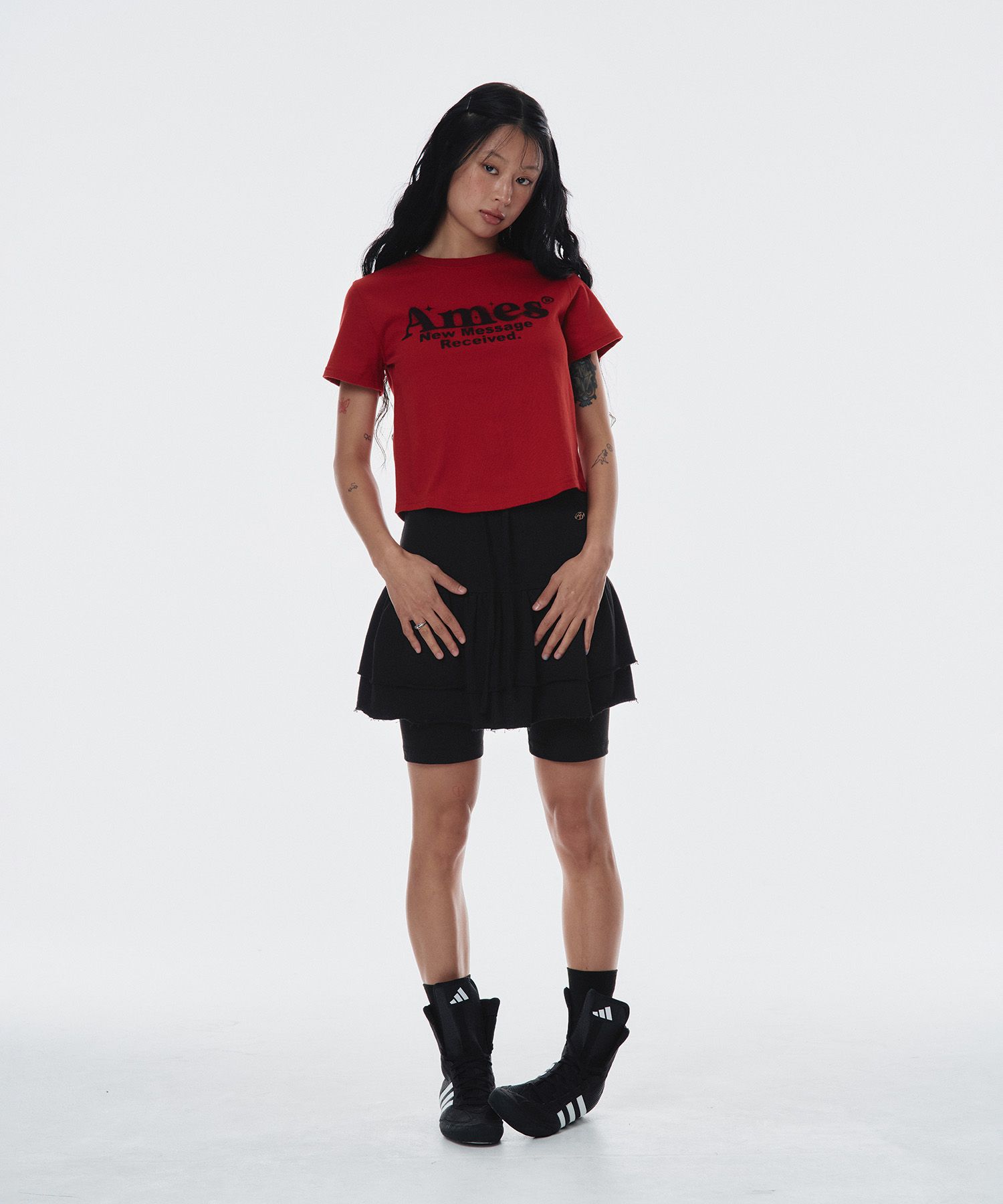 韓国商品 / AMES WORLDWIDE ROUND HEM CROP TEE AMES-WORLDWIDE