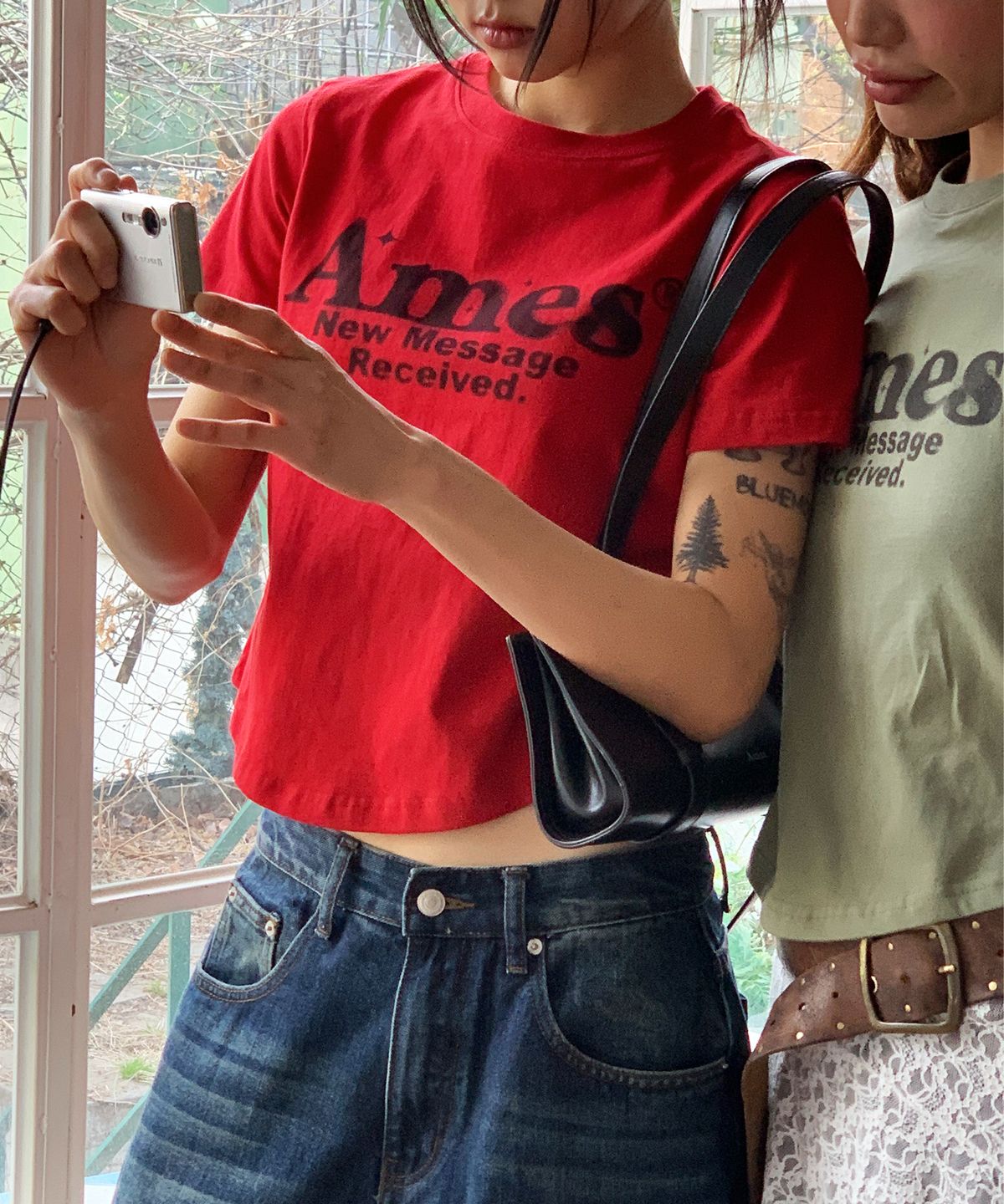 아메스 월드와이드(AMES-WORLDWIDE) ROUND HEM CROP TEE RED