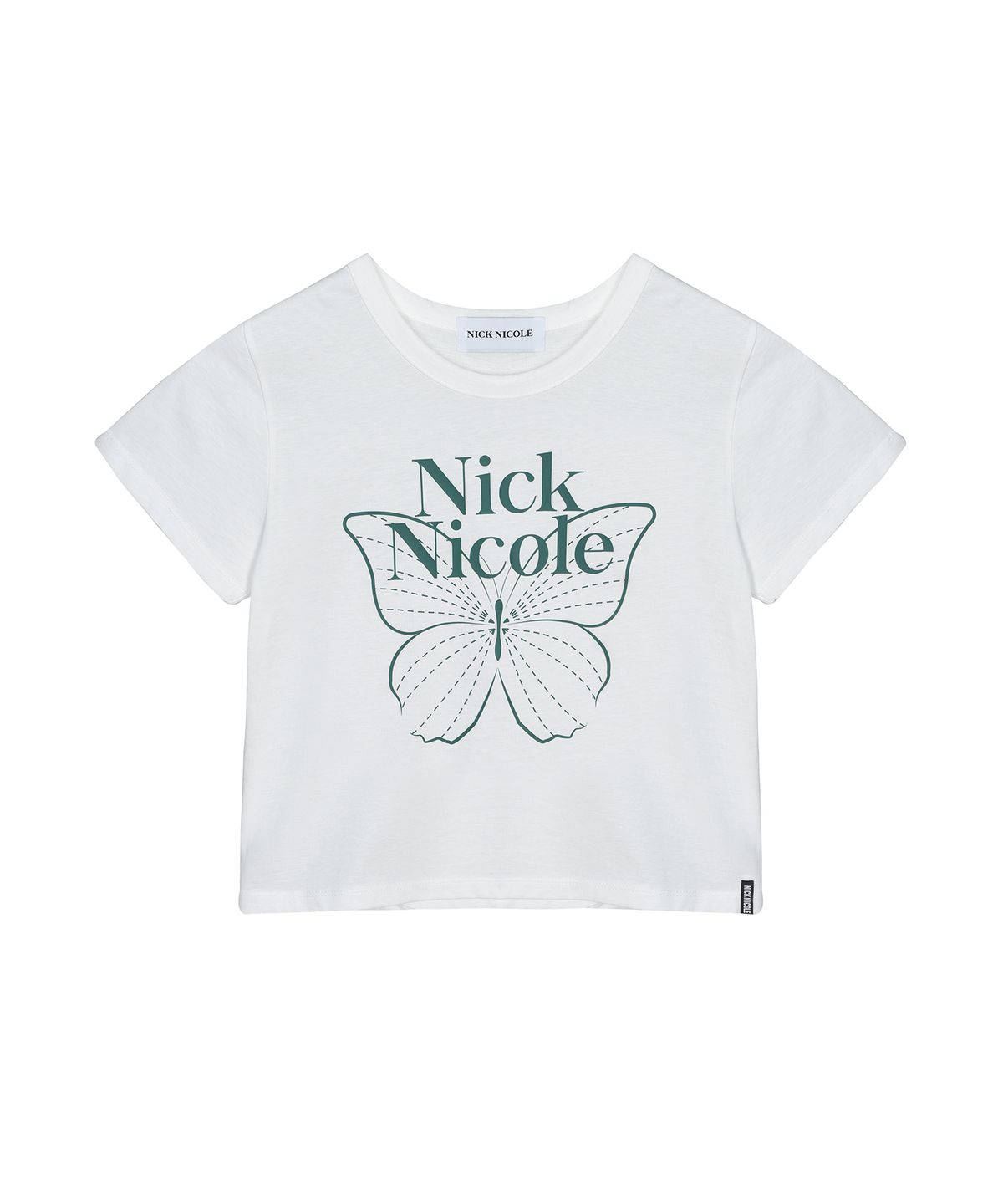 닉앤니콜(NICK&NICOLE) BUTTERFLY SIGNATURE CROP TOP_WHITE GREEN