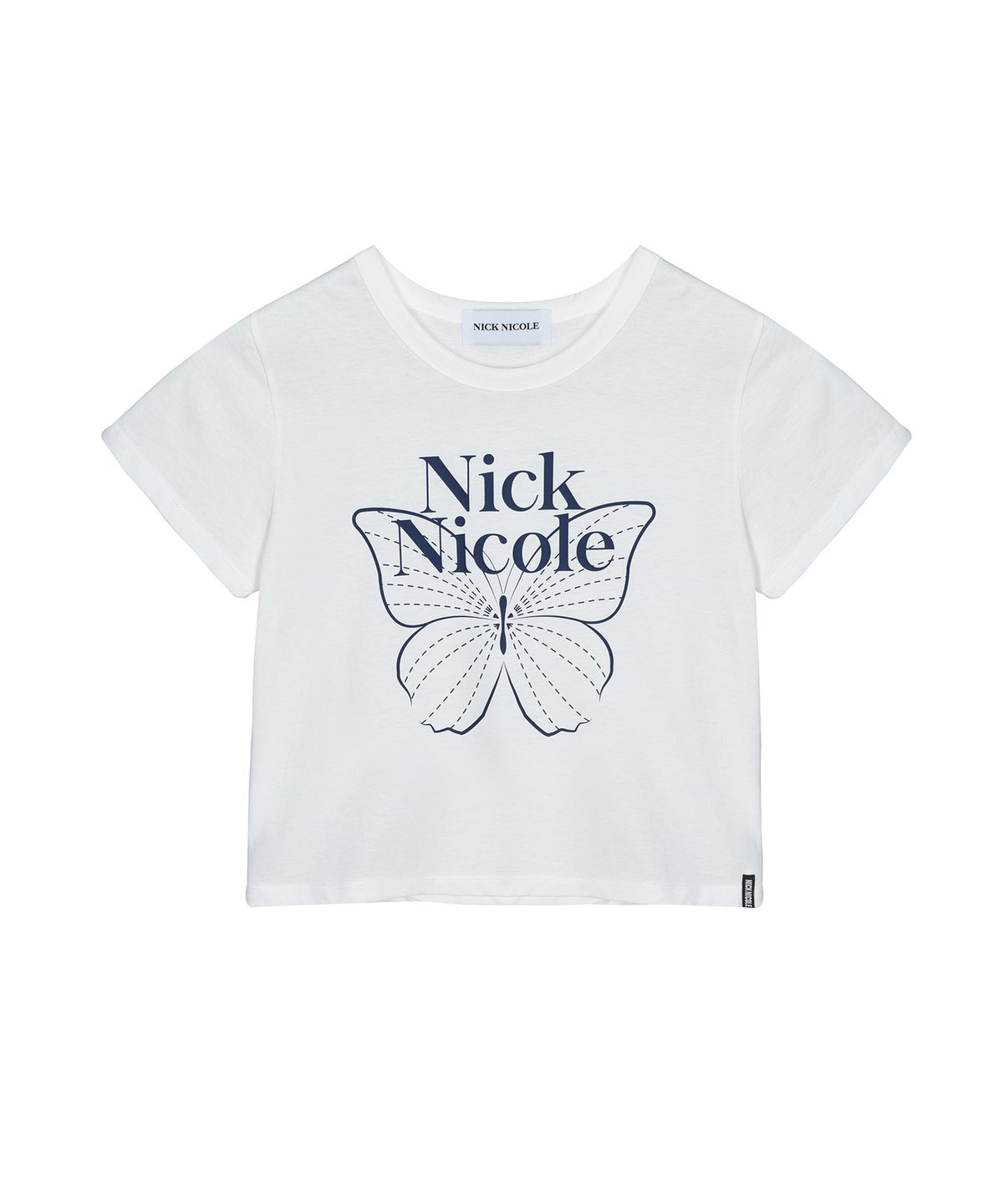 닉앤니콜(NICK&NICOLE) BUTTERFLY SIGNATURE CROP TOP_WHITE NAVY