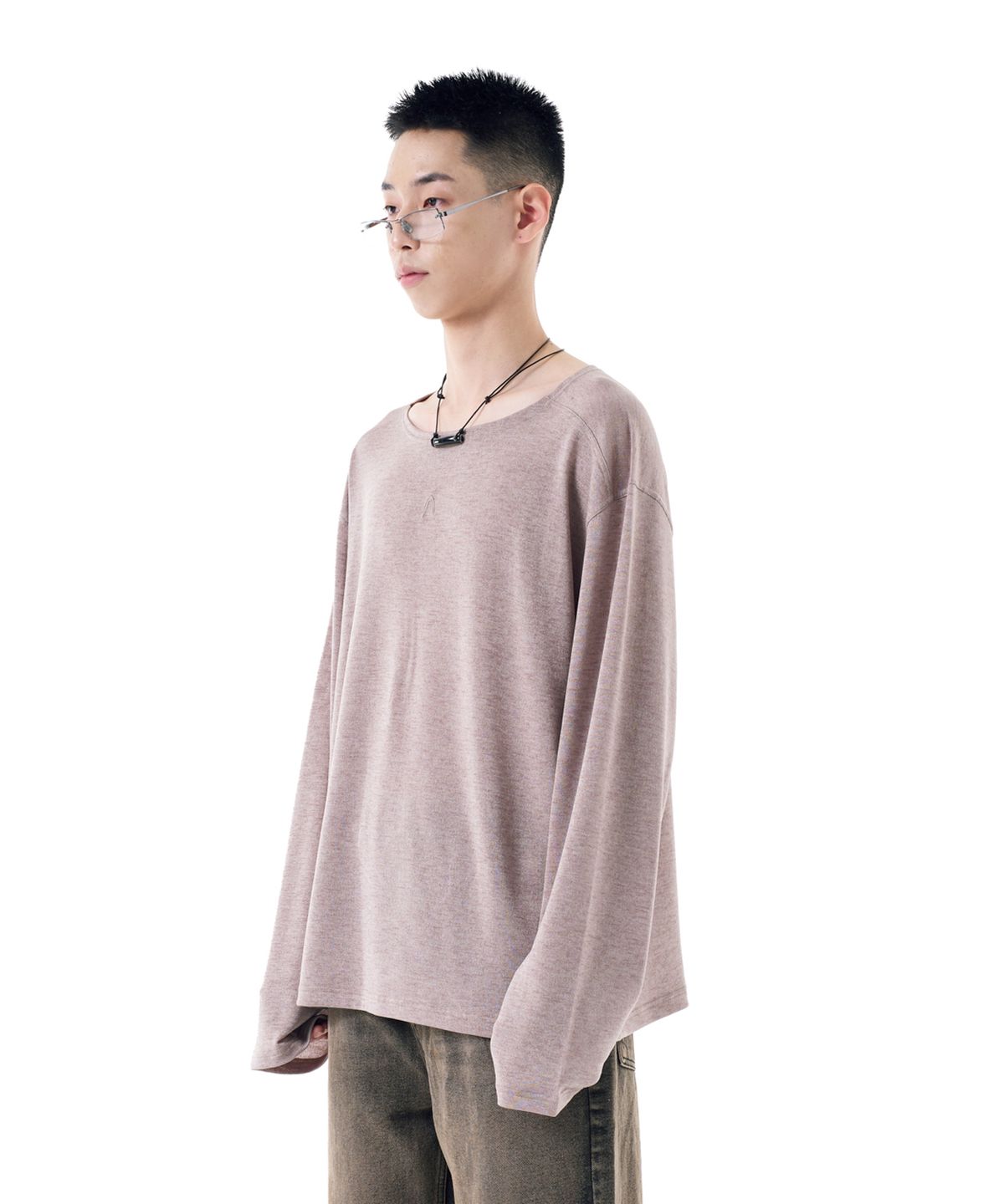 아캄(AAKAM) Boat Neck Logo Long Sleeve (Beige)