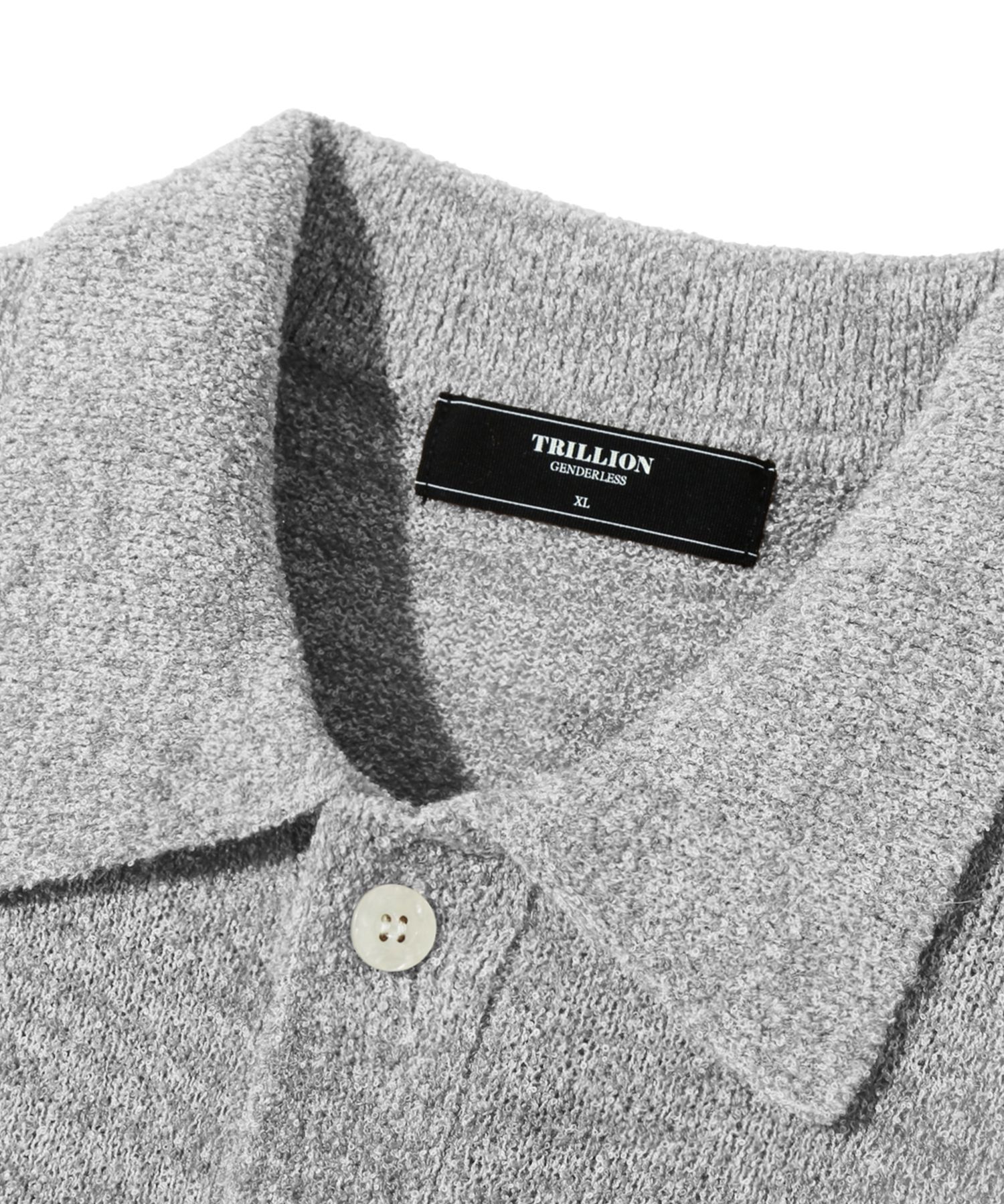Tシャツ・カットソー TRILLION Washable boucle collar short sleeve knit LIGHT GREE MUSINSA | TRILLION Washable boucle collar short-sleeved