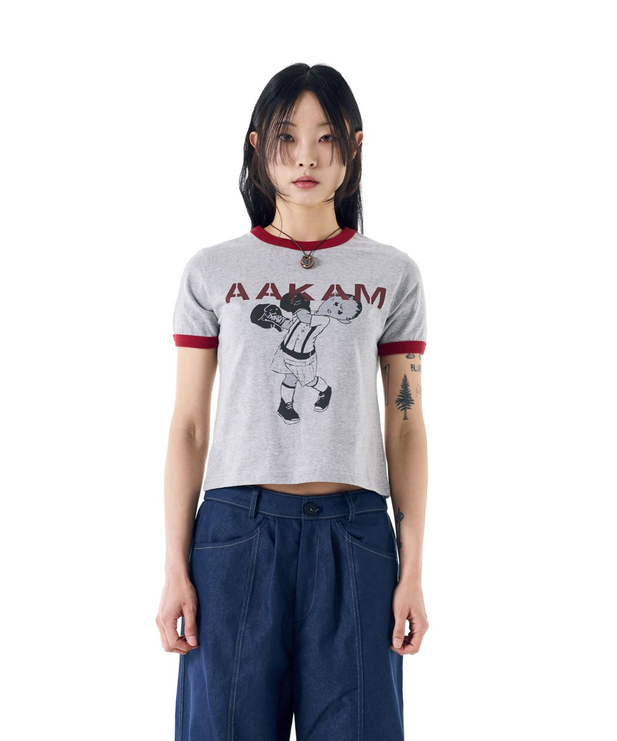 아캄(AAKAM) Punch Boy Printed Ringer Top (Red)
