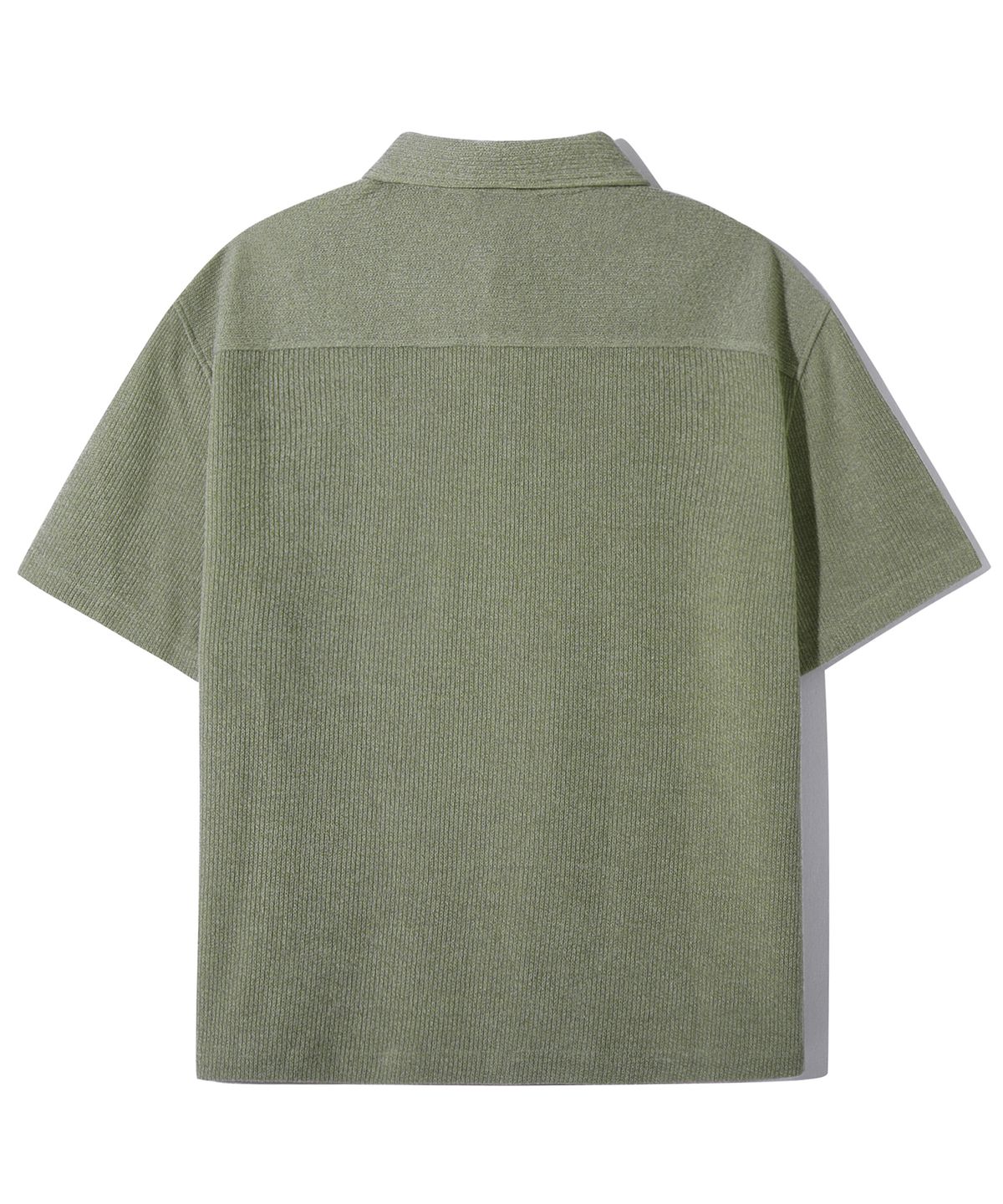 트릴리온(TRILLION) 투 톤 솔리드 크로셰 카라 반팔 (DUSTY GREEN)