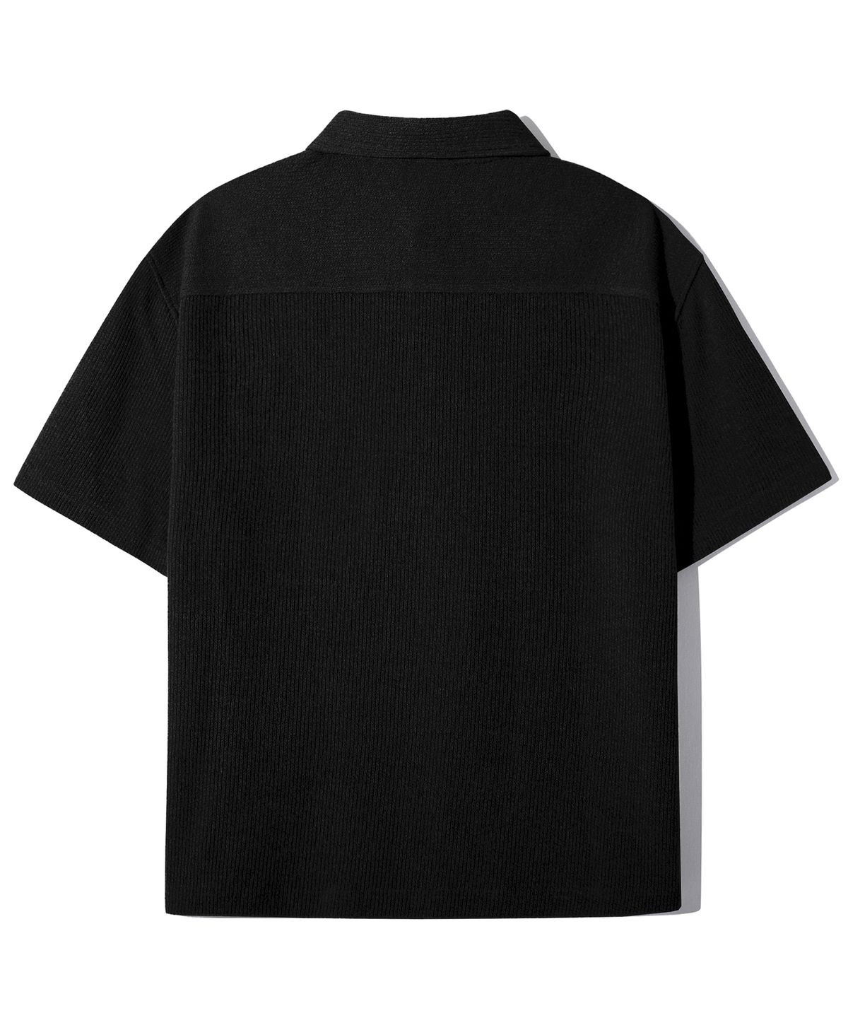 트릴리온(TRILLION) 투 톤 솔리드 크로셰 카라 반팔 (BLACK)