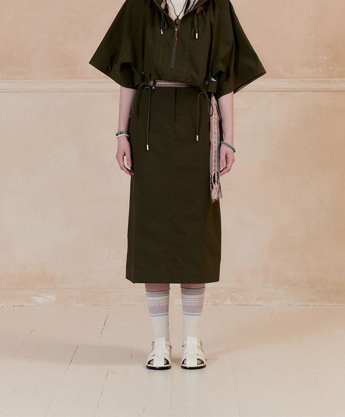 누크피터(NUUKFITTER) 838 SLIT LONG SKIRT_WOMEN [DARK KHAKI]