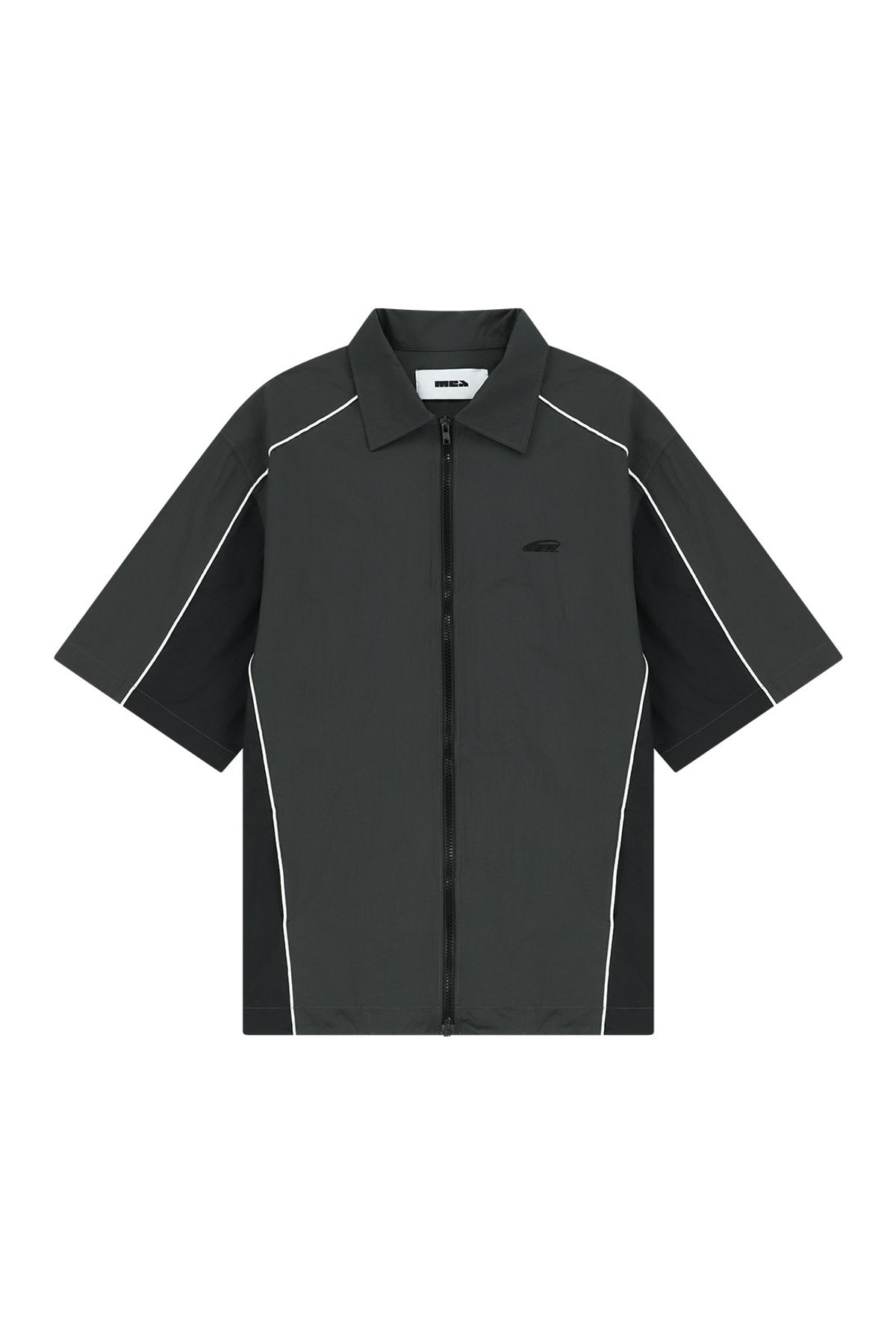 메아(MEA) ZIPPER CONTRAST SHIRT [BLACK]