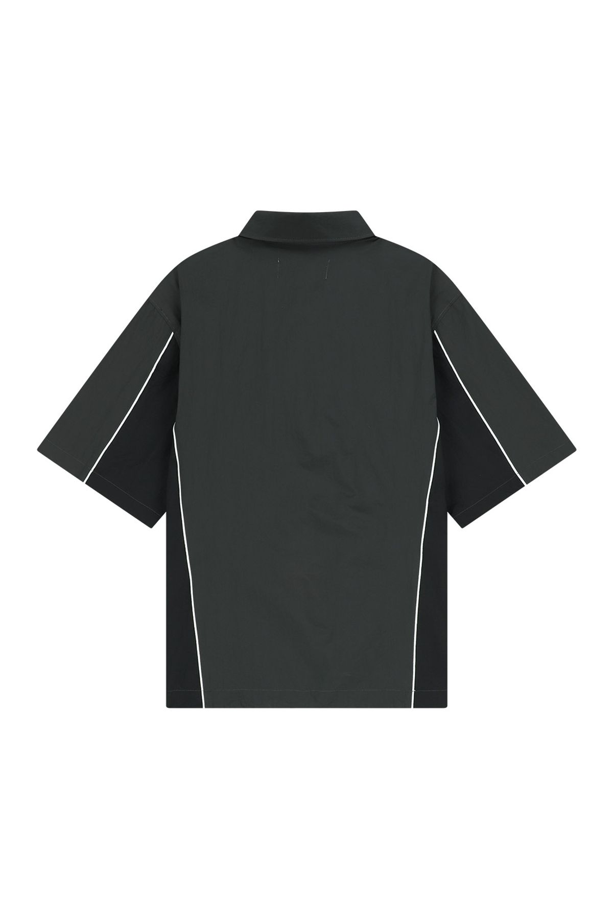메아(MEA) ZIPPER CONTRAST SHIRT [BLACK]