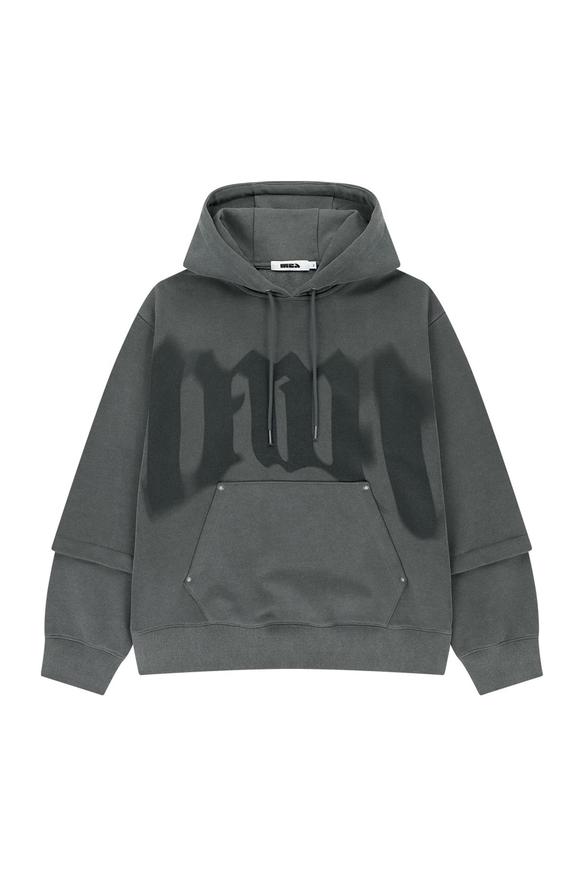 메아(MEA) HOODIE W/LAYERED SLEEVES [DARK GREY]