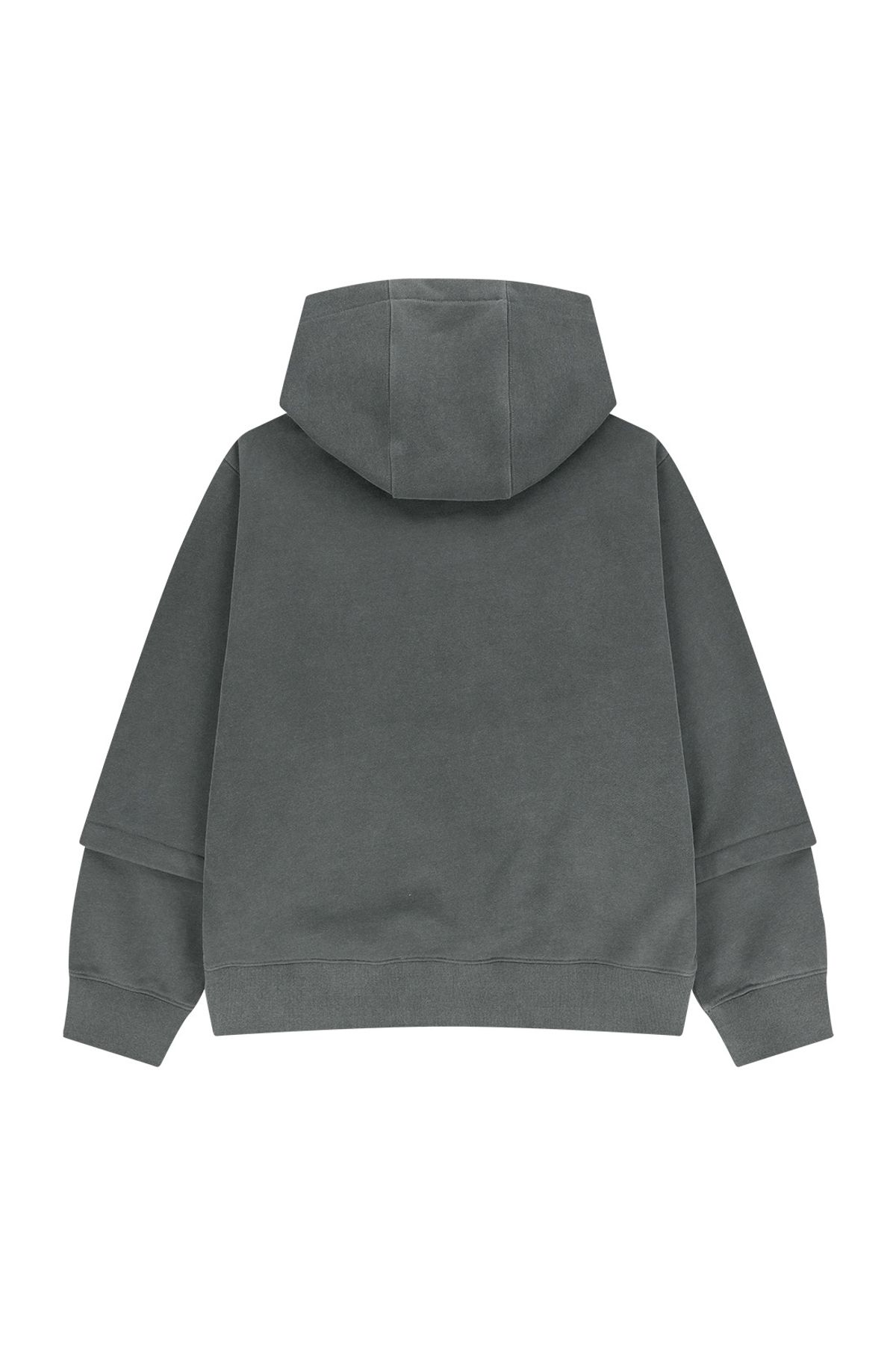 메아(MEA) HOODIE W/LAYERED SLEEVES [DARK GREY]