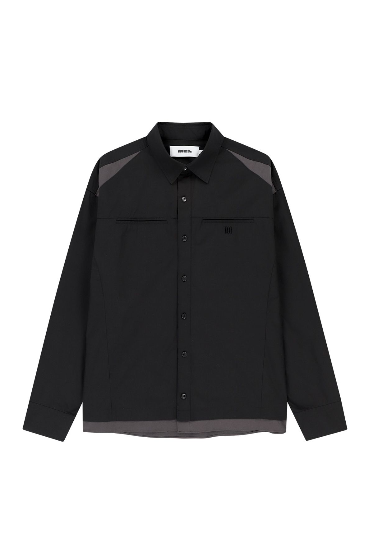 메아(MEA) CONTRAST PANEL SHIRT [BLACK]