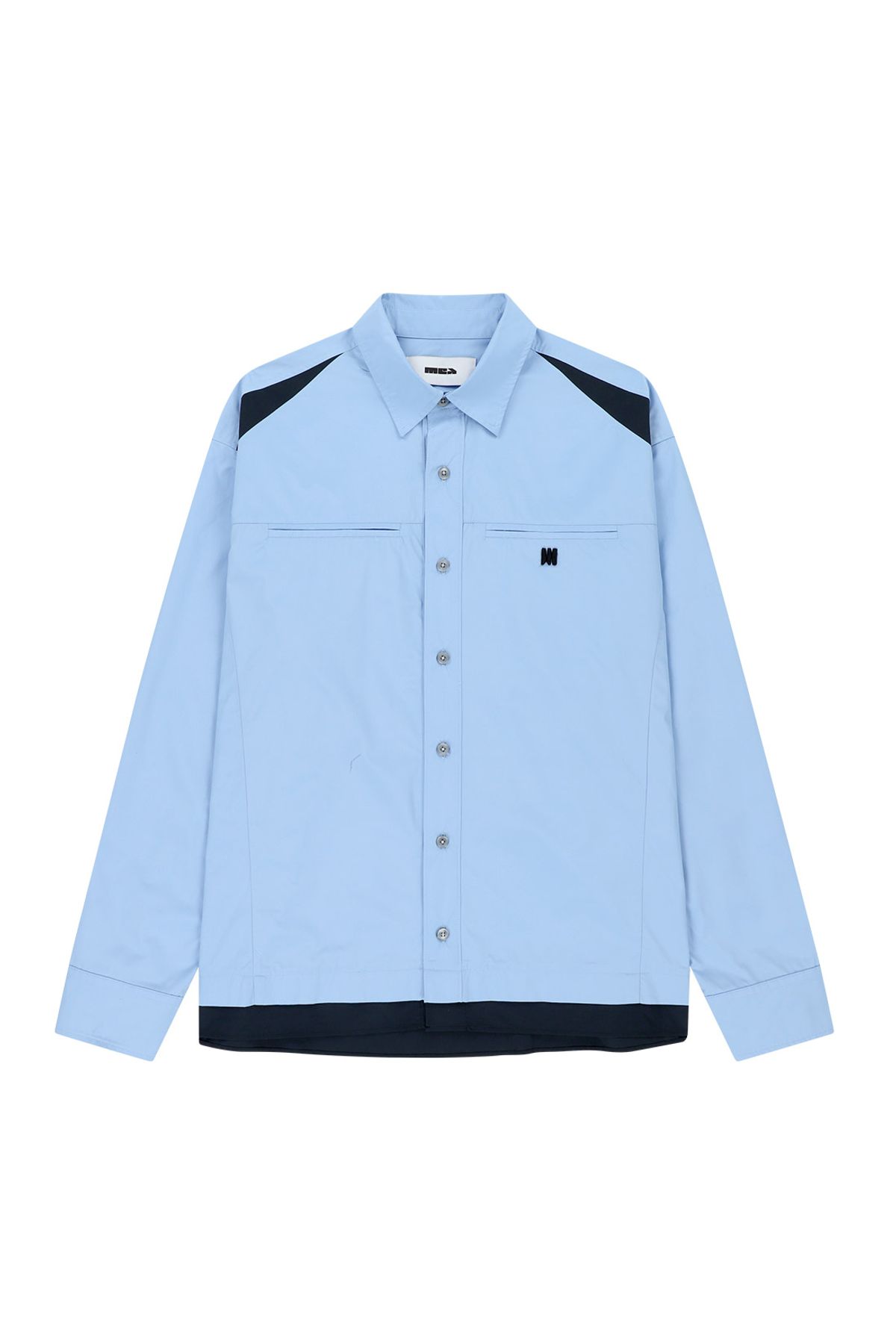 메아(MEA) CONTRAST PANEL SHIRT [SKY BLUE]