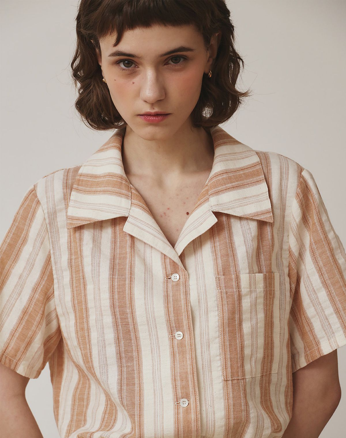지에마르(GIEMAR) STRIPE SHIRT ORANGE