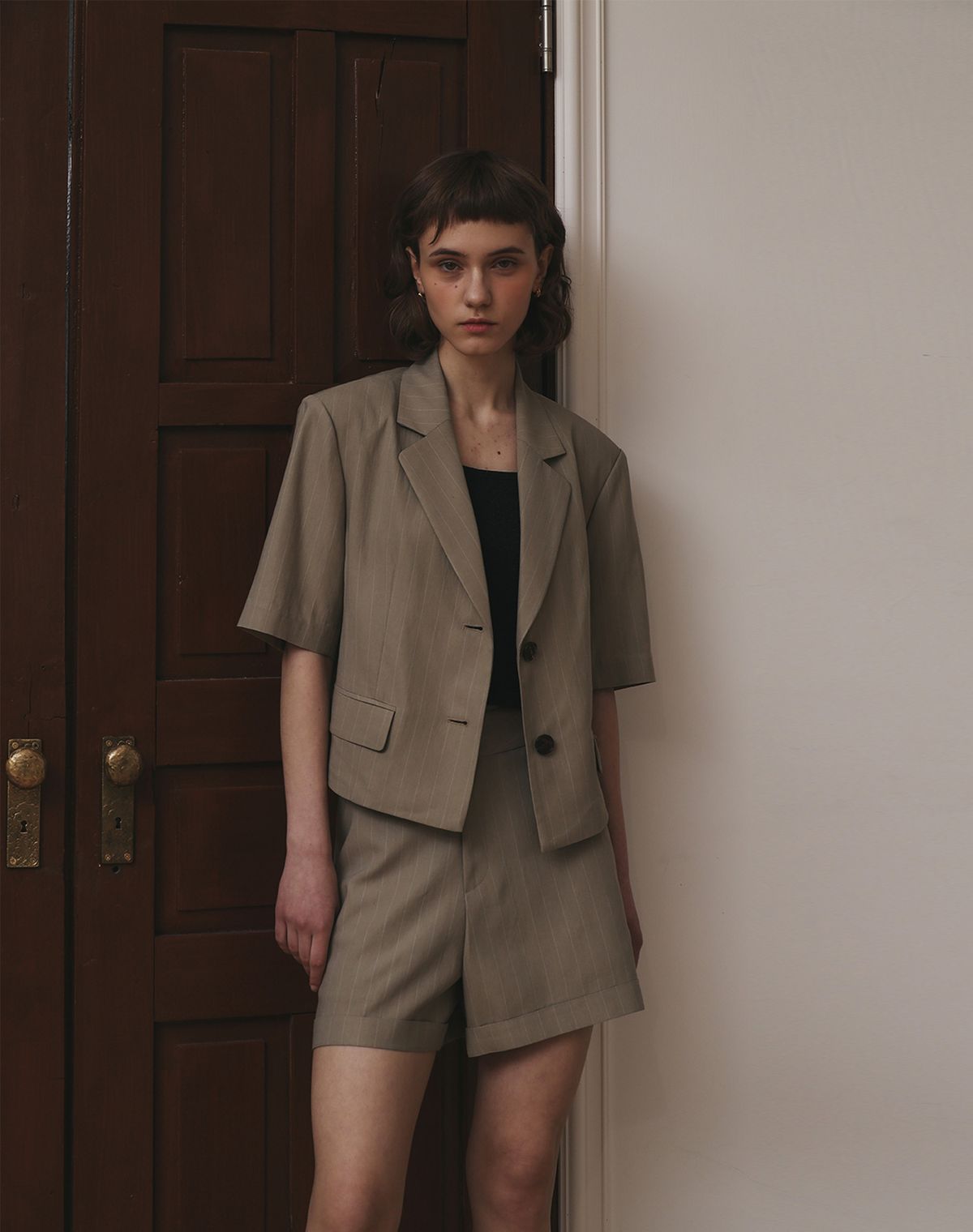 지에마르(GIEMAR) STRIPE JACKET KHAKI