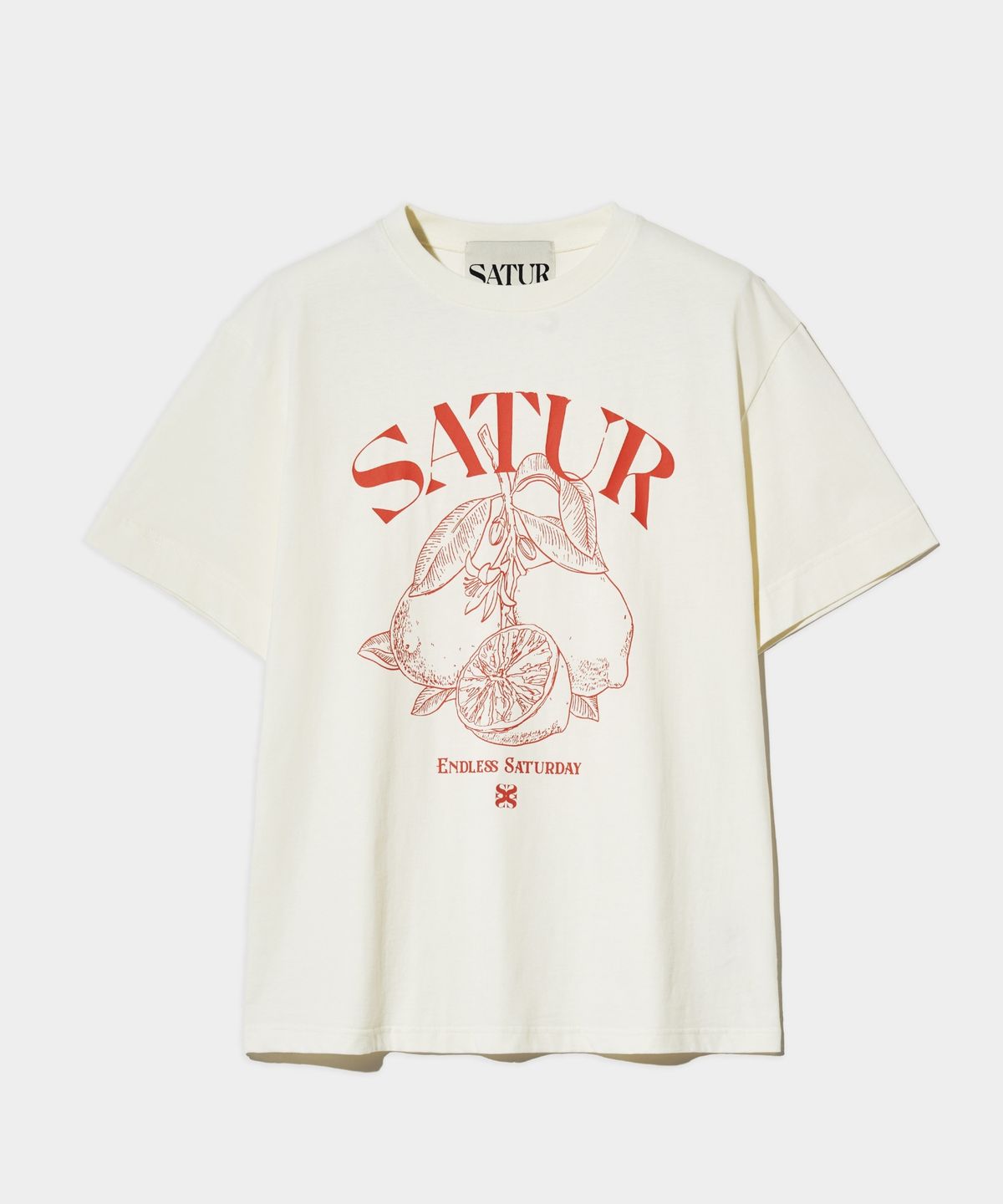 세터(SATUR) 카프리 시트론 드로잉 썸머 그래픽 반팔 티셔츠 크림 오렌지