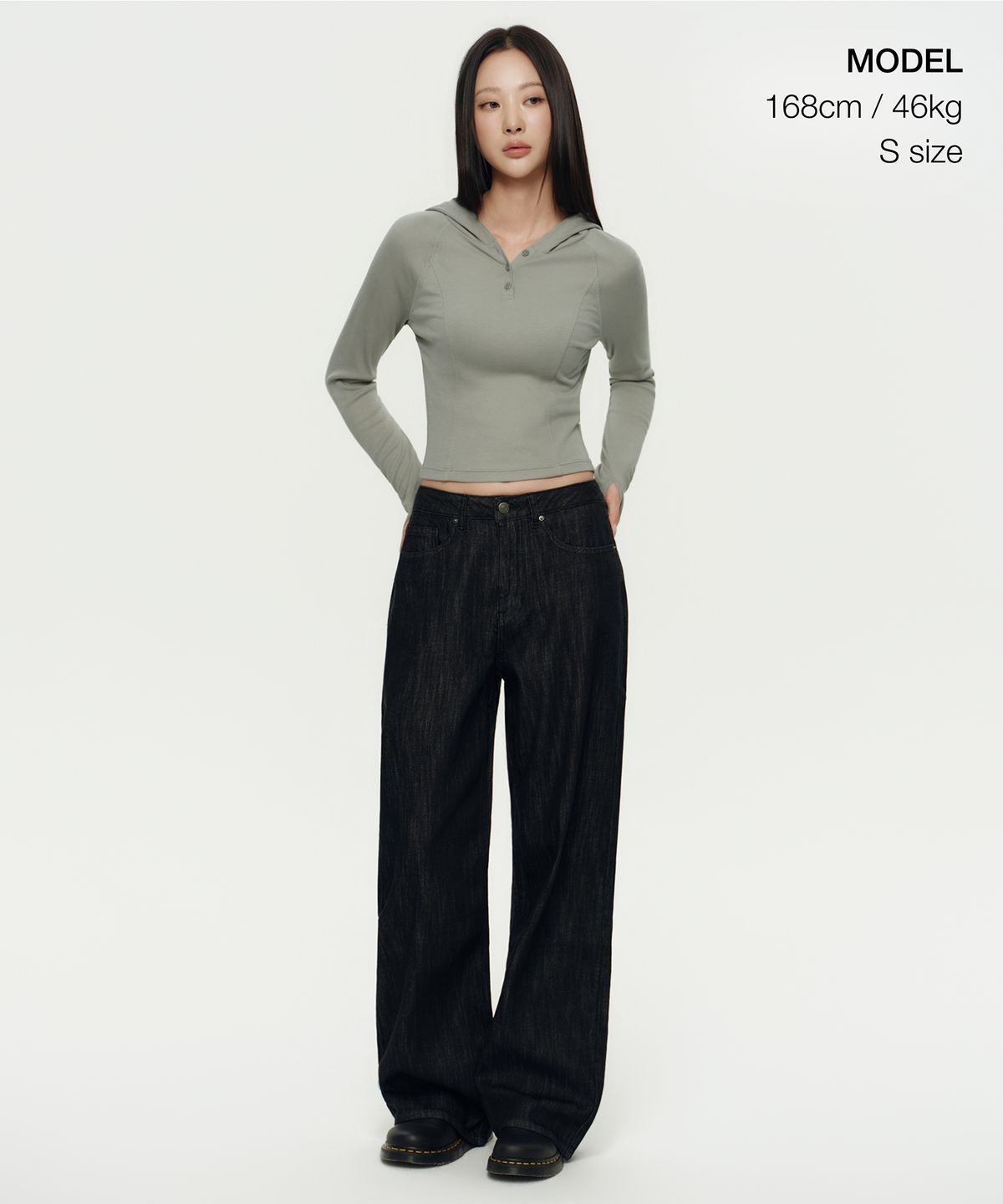 무신사 스탠다드 우먼(MUSINSA STANDARD WOMAN) 우먼즈 리브드 슬림 후디드 긴소매 티셔츠 [카키 그레이]