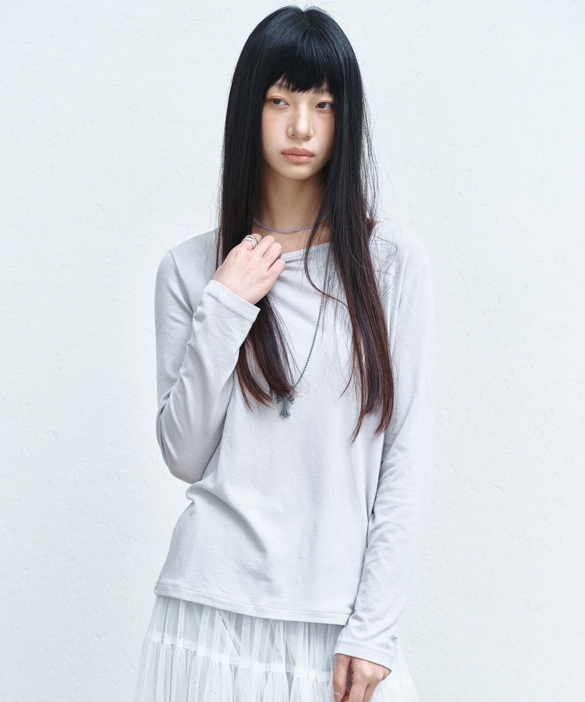 닉앤니콜(NICK&NICOLE) [ESSENTIAL] ESSENTIAL BOAT NECK TOP_LIGHT GRAY