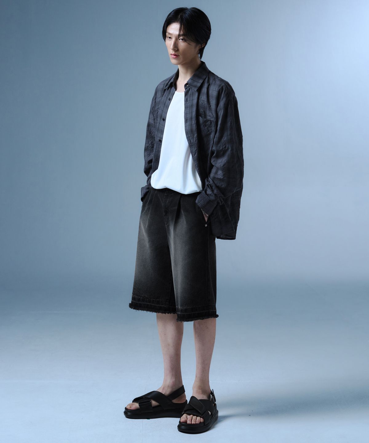 드로우핏(DRAW FIT) 토시브 버뮤다 데님 하프 팬츠 [BLACK]