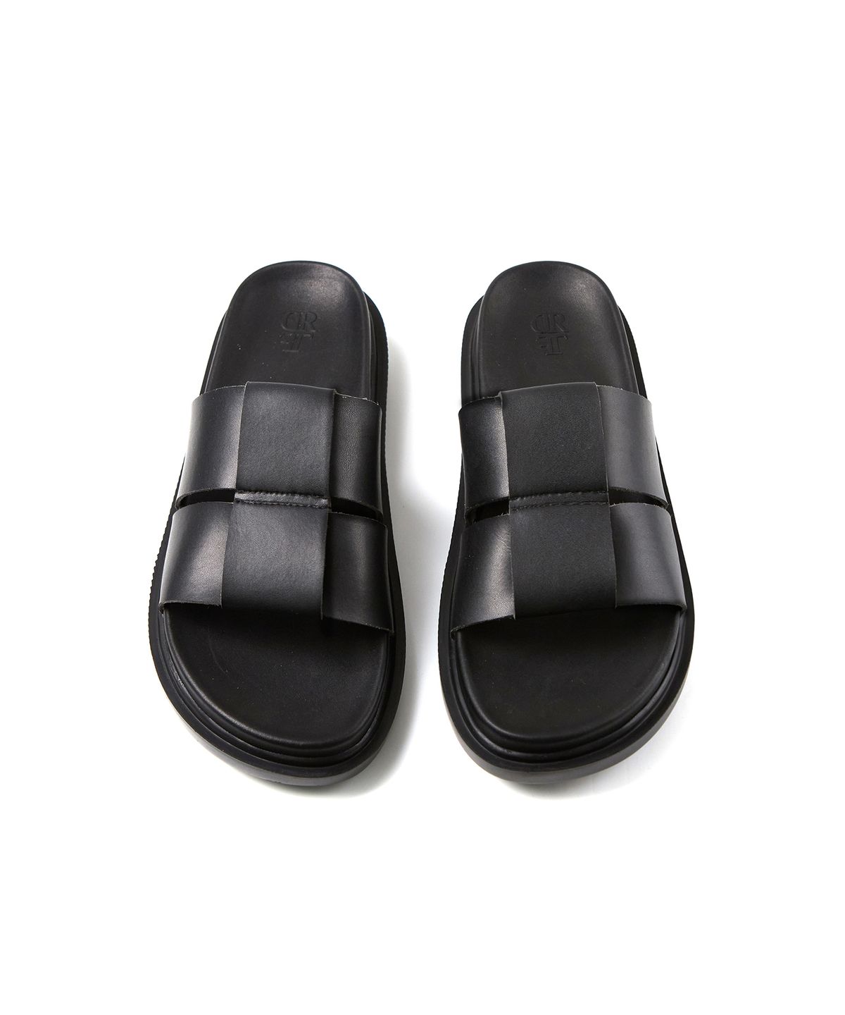 드로우핏(DRAW FIT) 라티스 레더 슬라이드 [BLACK]