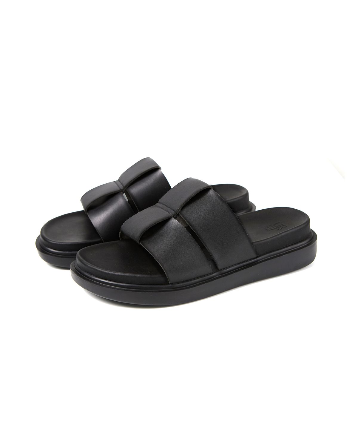 드로우핏(DRAW FIT) 라티스 레더 슬라이드 [BLACK]