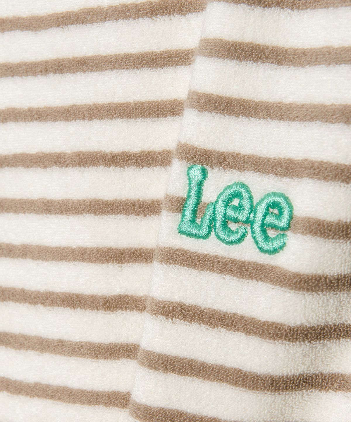 리(LEE) 우먼 크롭 스트라이프 테리 티셔츠 베이지
