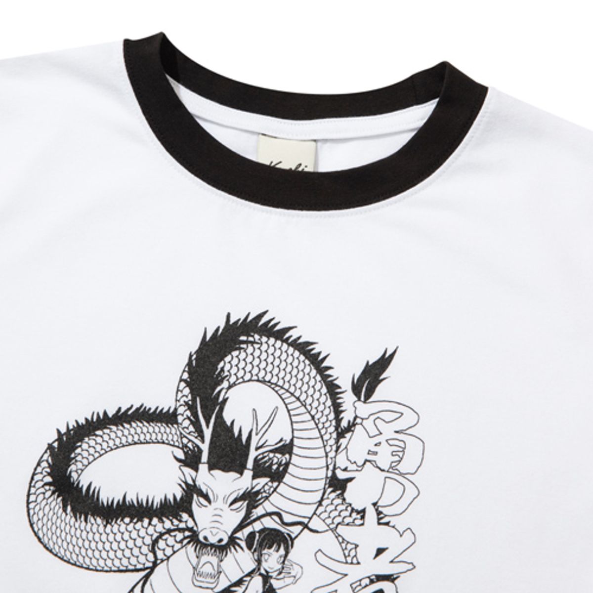 크루치(KRUCHI) DRAGON Ringer Crop T-Shirt (WHITE)