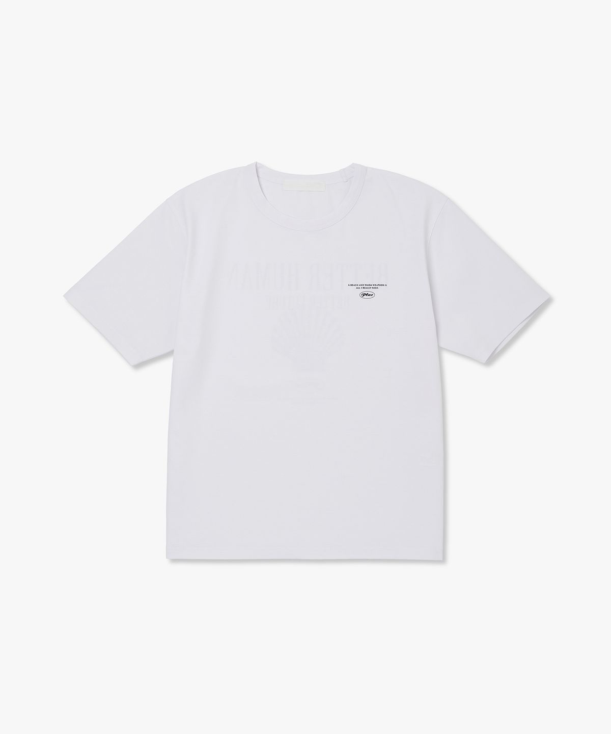 플랙(PLAC) 클램 그래픽 반팔 티셔츠 화이트