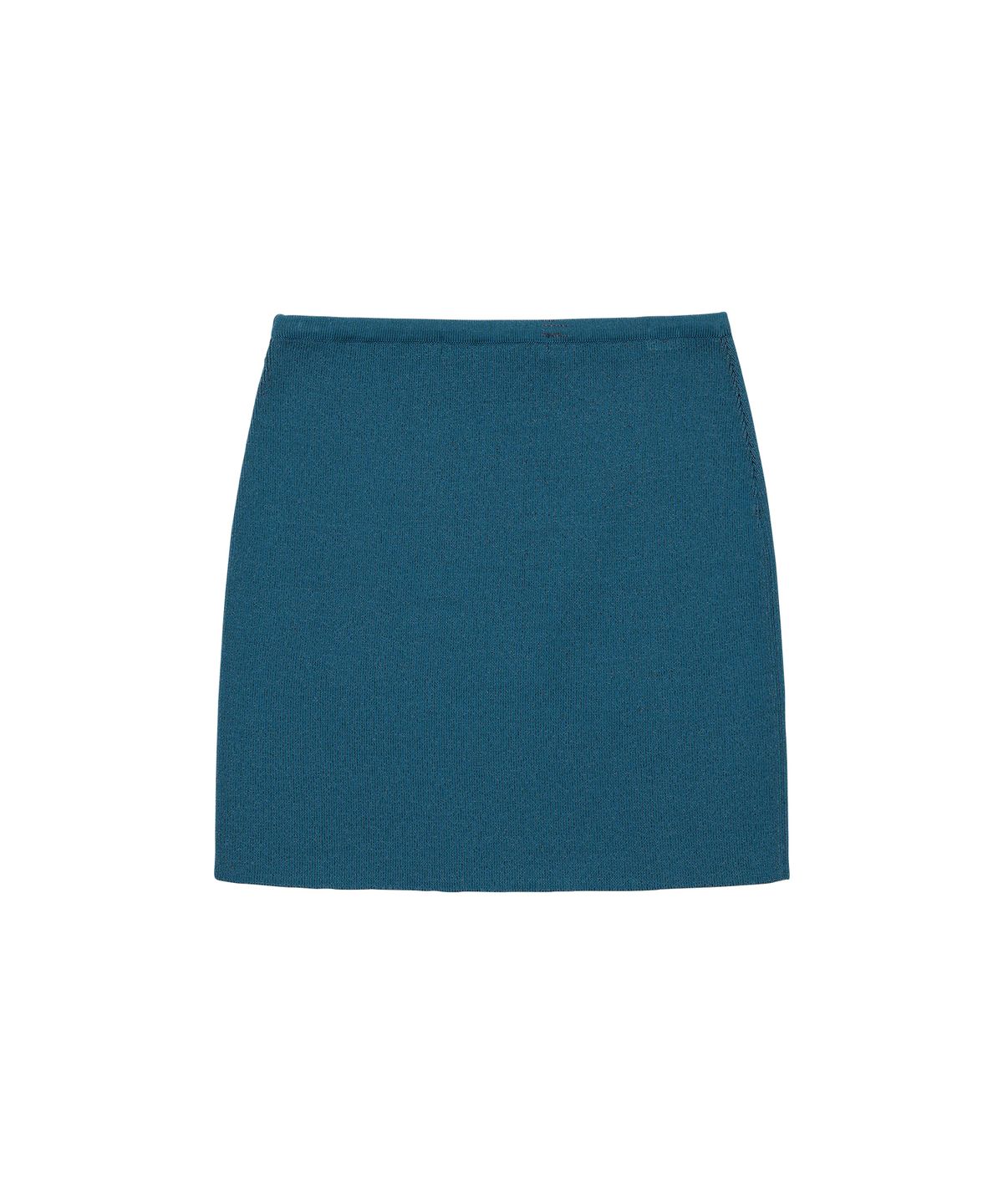 웰빙익스프레스(WELLBEING EXPRESS) Embroidered Knit Mini Skirt Teal