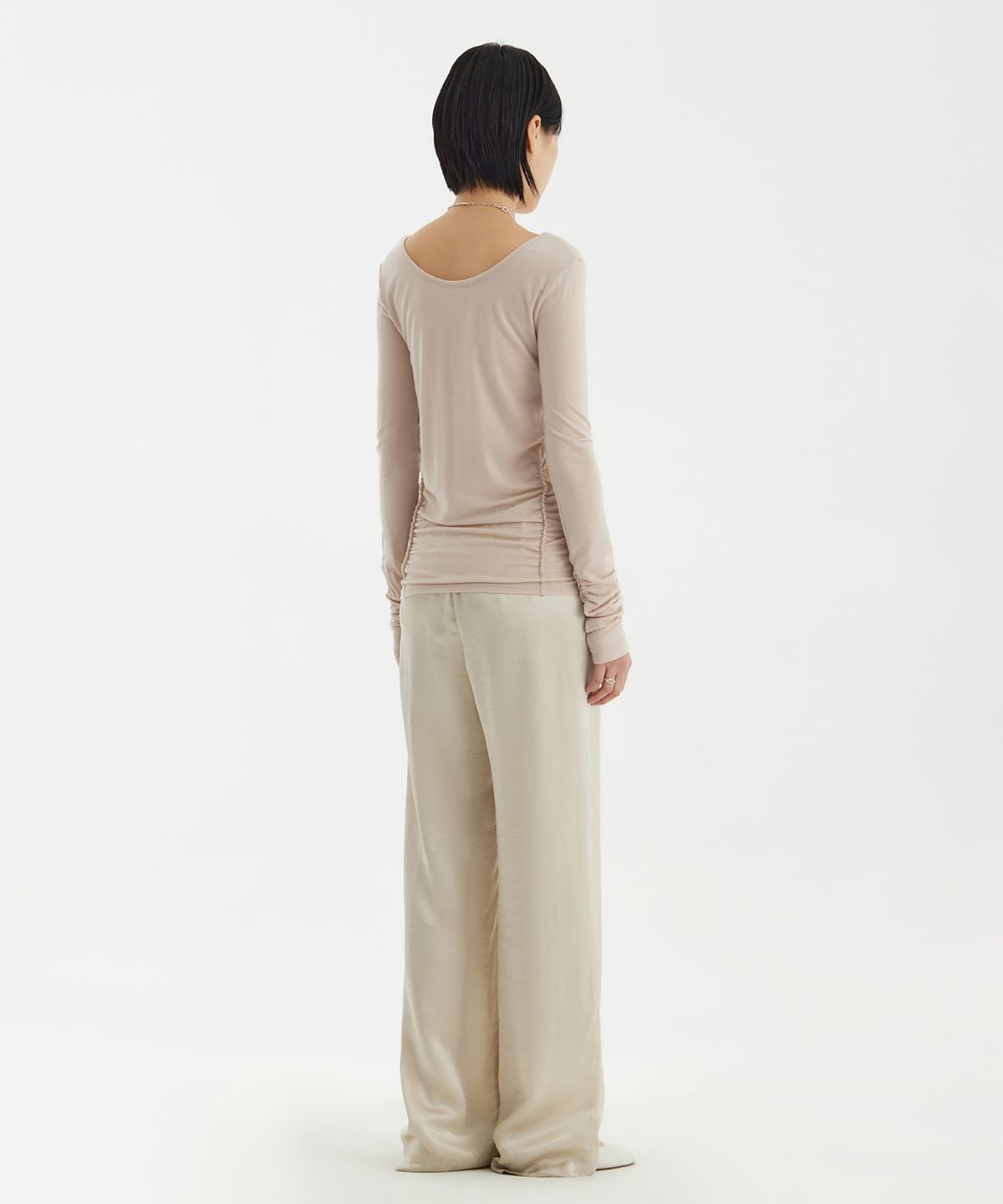 유스(YOUTH) Fluid Straight-Leg Pants - Light Beige